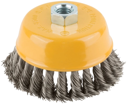 Корщетка-чашка, гайка М14, витая проволока, нерж.сталь 100 мм фото 1