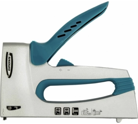 Степлер мебельный регулируемый, алюминиевый корпус,тип скобы 13,53,300, 6-16 мм Gross фото 1