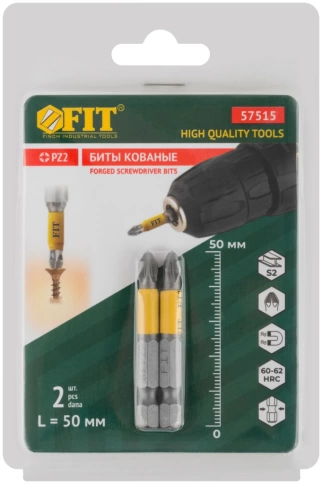 Биты кованые, сталь S2, одностор. 50 мм РZ2, 2шт. Профи, блистер фото 2