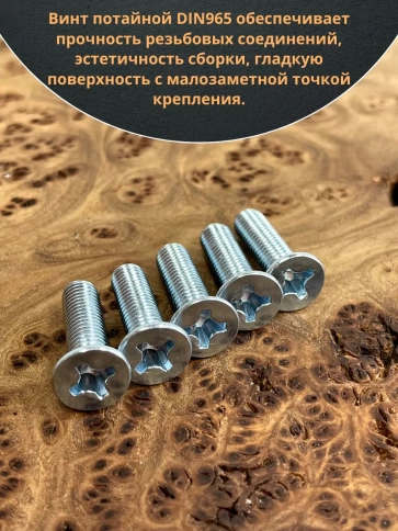 Винт потайной оцинкованный 10х20 DIN965, 10 шт. фото 4