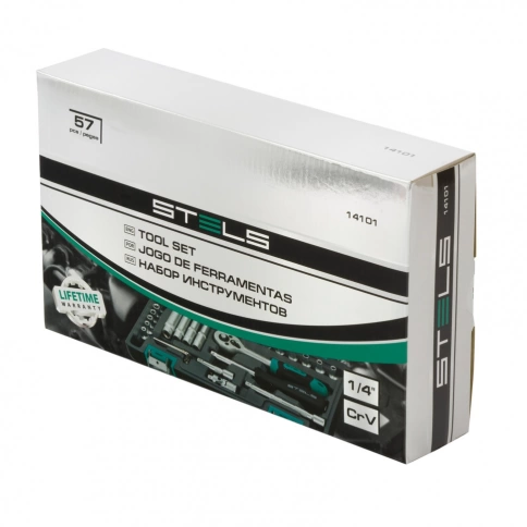 Набор инструментов 57 предметов 1/4 CrV пластиковый кейс Stels фото 3