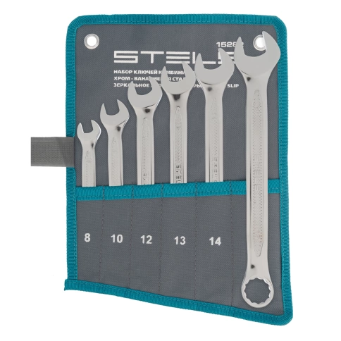 Набор ключей комбинированных антислип 8-17 мм 6 шт Stels фото 1