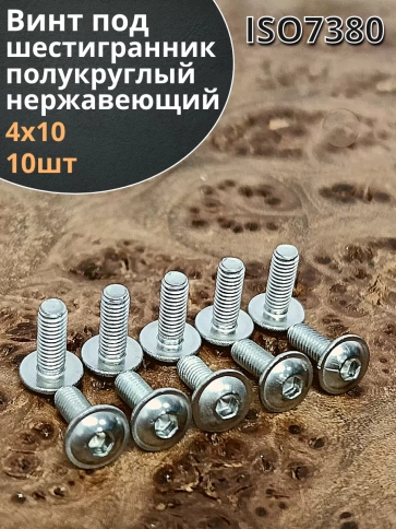 Винт нержавеющий под шестигранник 4х10 мм 7380 ,10 шт. фото 1