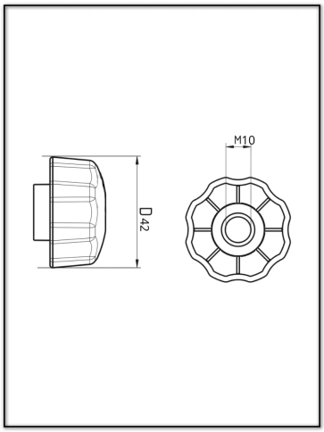 Ручка фиксатор барашек d 42 с гайкой М10,2 шт. фото 2