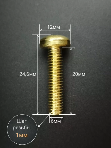 Винт 6х20  латунный с полукруглой гол. DIN7985,10 шт фото 3