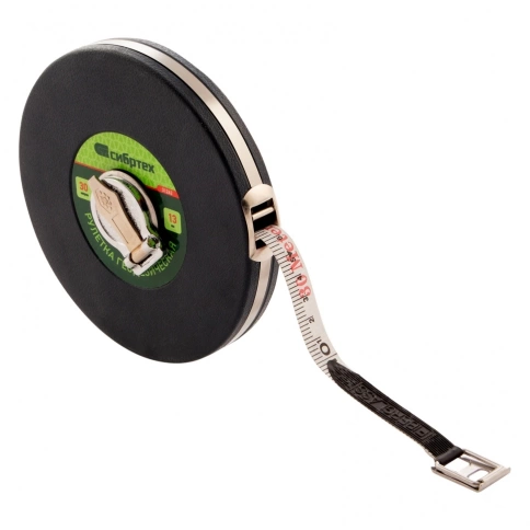 Рулетка геодезическая, закр.корп., фиберглас.лента 30м х 13мм Сибртех фото 4