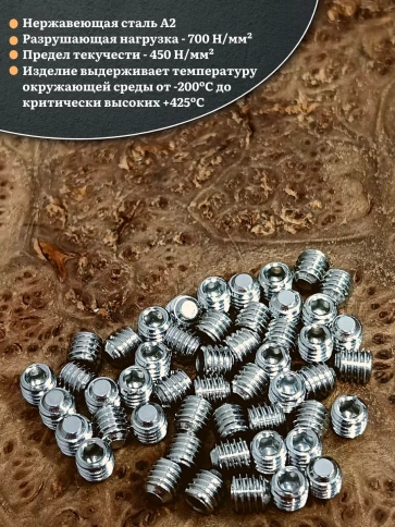 Винт установочный нержавеющий М6х5 DIN913 (гужон), 50 шт. фото 3