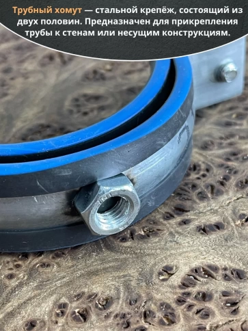 Хомут трубный М8 2 1/4" 67-73 сантехнический , 5 шт. фото 4