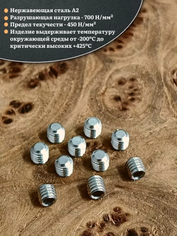 Винт установочный нержавеющий М4х4 DIN913 (гужон), 10 шт. фото 3