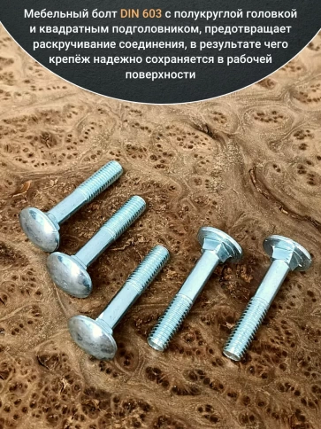 Болт мебельный 10х50 полукруглая головка ОЦ DIN 603,20 шт. фото 3