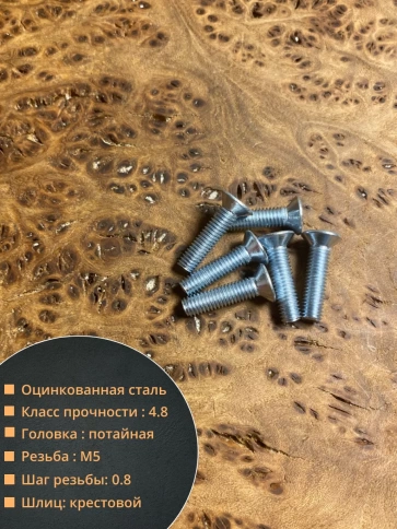 Винт потайной оцинкованный 5х20 DIN965, 50 шт. фото 2