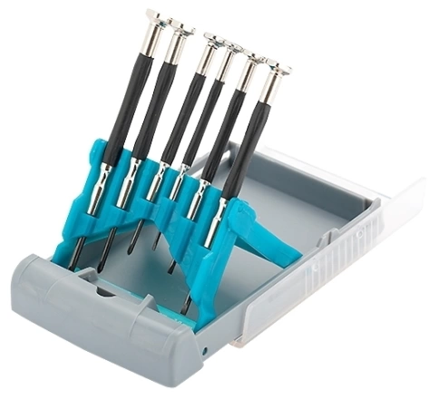 Набор отверток для точной механики 6 шт, CrMo, металл, обрезиненные рукоятки, Gross фото 1