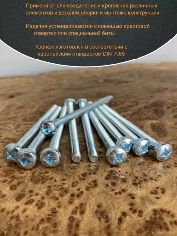 Винт с полукруглой головкой М6х90 ОЦ DIN7985, 100 шт. фото 4
