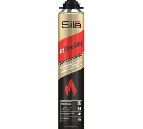 Пена монтажная профессиональная огнестойкая Sila PRO B1 Firestop, 750 мл фото 1
