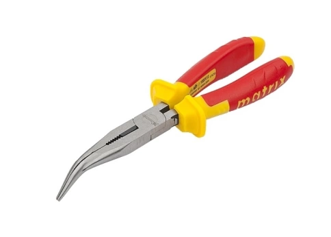 Длинногубцы Insulated, изогнутые, двухкомпонентные рукоятки 200 мм Matrix фото 1