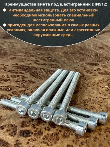 Винт под шестигранник ПР 8х100 мм ОЦ к.п.8.8 DIN912,  10 шт. фото 5