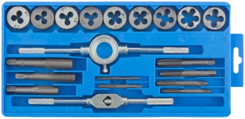 Набор метчиков и плашек для мягкого металла 20 шт пластик. кейс фото 1