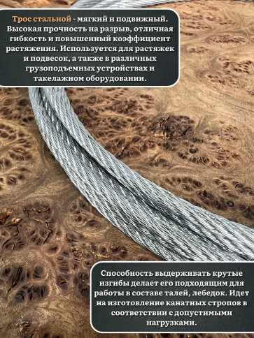 Трос стальной d1,5 ОЦ без оплетки, 50 метров фото 4