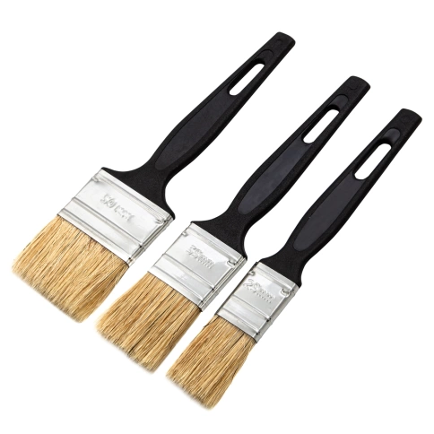 Набор кистей флейцевых 3 шт, натур.щетина, пластик.ручка 25мм,35мм,50мм Сибртех фото 1