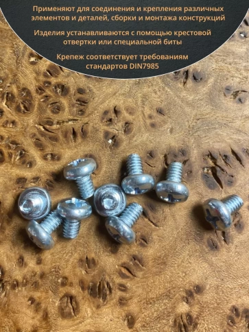 Винт с полукруглой головкой М4х6 ОЦ DIN7985, 10 шт. фото 4
