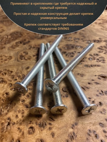 Винт потайной оцинкованный 6х80 DIN965, 10 шт. фото 4