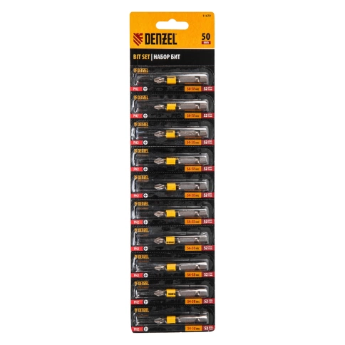 Биты круглый профиль сталь S2 PH2х50 отрывная упаковка Denzel фото 1