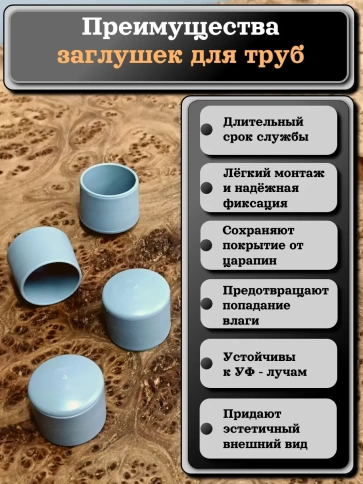 Заглушка для труб наружная круглая d 20 мм серая, 4 шт фото 2