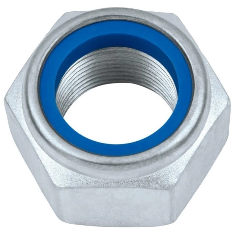 Гайка с полимерн. вставкой DIN985 (к.п.8 шаг резьбы 1 оцинкованная) фото 2