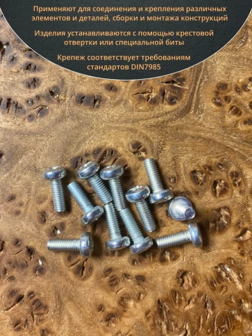Винт с полукруглой головкой М3х10 ОЦ DIN7985, 10 шт. фото 4