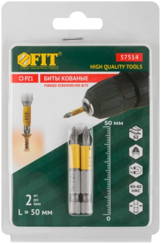 Биты кованые, сталь S2, одностор. 50 мм РZ1, 2шт. Профи, блистер фото 2