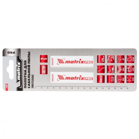 Полотна для пилы сабельной универс, 125/1,8-2,5 мм S922VF Bimetal PRO 2шт Matrix фото 2