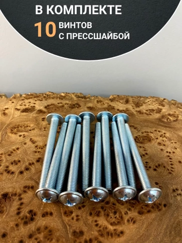 Винт с прессшайбой М6х60 полукруглая головка DIN967, 10 шт. фото 4