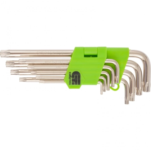 Набор ключей имбусовых Tamper-Torx, TT10-TТ50, 45x, 9 шт..закаленные, удлинен, никель Сибртех фото 1