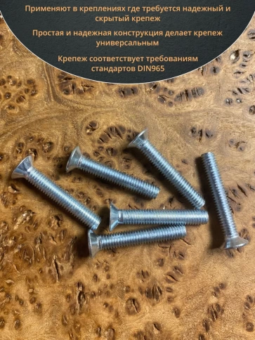 Винт потайной оцинкованный 5х35 DIN965, 10 шт. фото 4